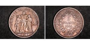 5 Франк French Second Republic (1848-1852) Срібло 