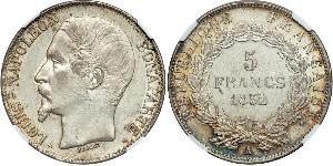 5 Франк French Second Republic (1848-1852) Срібло Наполеон ІІІ Бонапарт (1808-1873)