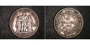 5 Франк French Second Republic (1848-1852) Срібло 