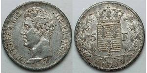 5 Франк Kingdom of France (1815-1830) Срібло Карл X король Франції (1757-1836)
