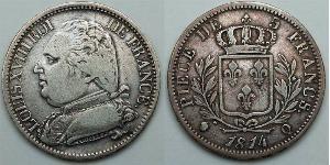 5 Франк Kingdom of France (1815-1830) Срібло Людовик XVIII  (1755-1824)