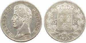 5 Франк Kingdom of France (1815-1830) Срібло Карл X король Франції (1757-1836)