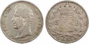 5 Франк Kingdom of France (1815-1830) Срібло Карл X король Франції (1757-1836)