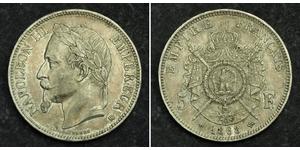 5 Франк Second French Empire (1852-1870) Срібло Наполеон ІІІ Бонапарт (1808-1873)