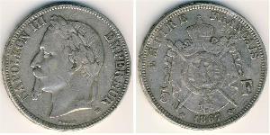 5 Франк Second French Empire (1852-1870) Срібло Наполеон ІІІ Бонапарт (1808-1873)