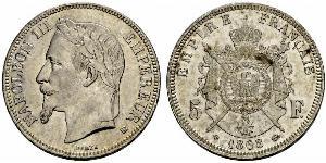 5 Франк Second French Empire (1852-1870) Срібло Наполеон ІІІ Бонапарт (1808-1873)