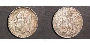 5 Франк Бельгія Срібло Леопольд II (1835 - 1909)