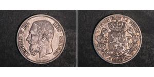 5 Франк Бельгія Срібло Леопольд II (1835 - 1909)
