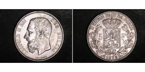 5 Франк Бельгія Срібло Леопольд II (1835 - 1909)