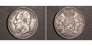 5 Франк Бельгія Срібло Леопольд II (1835 - 1909)
