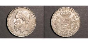 5 Франк Бельгія Срібло Леопольд II (1835 - 1909)