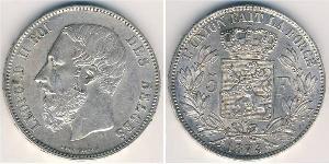 5 Франк Бельгія Срібло Леопольд II (1835 - 1909)