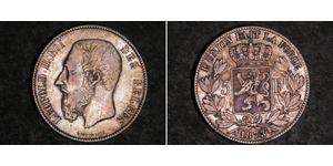 5 Франк Бельгія Срібло Леопольд II (1835 - 1909)