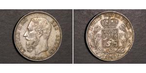 5 Франк Бельгія Срібло Леопольд II (1835 - 1909)