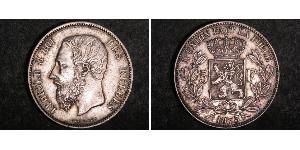 5 Франк Бельгія Срібло Леопольд II (1835 - 1909)