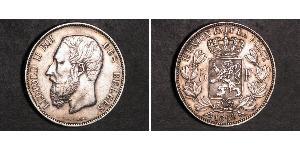 5 Франк Бельгія Срібло Леопольд II (1835 - 1909)