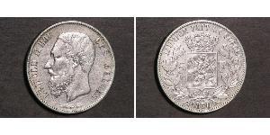 5 Франк Бельгія Срібло Леопольд II (1835 - 1909)