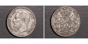 5 Франк Бельгія Срібло Леопольд II (1835 - 1909)