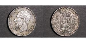 5 Франк Бельгія Срібло Леопольд II (1835 - 1909)