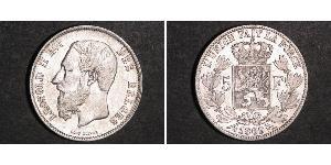 5 Франк Бельгія Срібло Леопольд II (1835 - 1909)