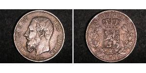5 Франк Бельгія Срібло Леопольд II (1835 - 1909)