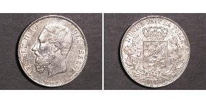 5 Франк Бельгія Срібло Леопольд II (1835 - 1909)