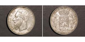 5 Франк Бельгія Срібло Леопольд II (1835 - 1909)