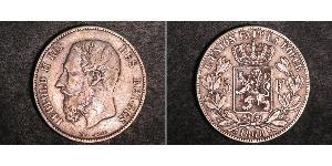 5 Франк Бельгія Срібло Леопольд II (1835 - 1909)