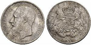 5 Франк Вільна держава Конго (1885 - 1908) Срібло Леопольд II (1835 - 1909)