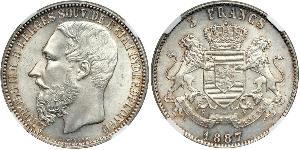 5 Франк Вільна держава Конго (1885 - 1908) Срібло Леопольд II (1835 - 1909)