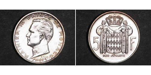 5 Франк Монако (1297 - ) Срібло Реньє III