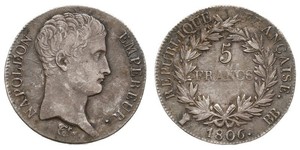 5 Франк Перша Французька імперія (1804-1814) Срібло Наполеон I Бонапарт(1769 - 1821)