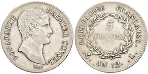 5 Франк Перша Французька імперія (1804-1814) Срібло Наполеон I Бонапарт(1769 - 1821)