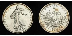 5 Франк Франція / French Fifth Republic (1958 - ) Срібло 