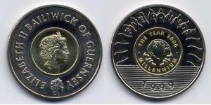 5 Фунт Гернси Биметалл Елизавета II (1926-2022)