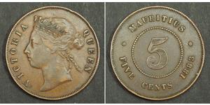 5 Цент Маврикий (1968 - ) Бронза Виктория (1819 - 1901)