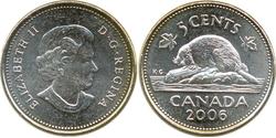 5 Цент Канада Медь Елизавета II (1926-2022)