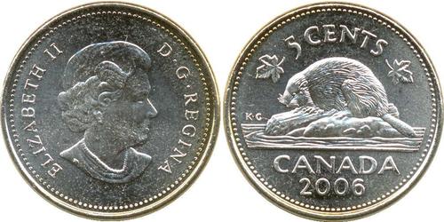 5 Цент Канада Медь Елизавета II (1926-2022)