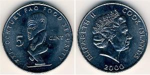 5 Цент Cook Islands (1965 - ) Никель/Медь Елизавета II (1926-2022)