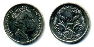5 Цент Австралия (1939 - ) Никель/Медь Елизавета II (1926-2022)