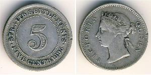 5 Цент Стрейтс-Сетлментс (1826 - 1946) Серебро Виктория (1819 - 1901)