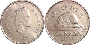 5 Цент Канада Сталь Елизавета II (1926-2022)