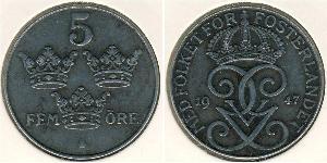 5 Эре Швеция Бронза/Сталь Густав V (1858 - 1950)