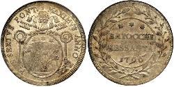 60 Baiocco 教皇国 (754 - 1870) 銀 Pope Pius VI ( 1717-1799)
