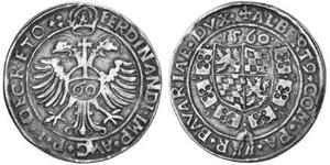 60 Kreuzer Ducato di Baviera (907 - 1623) Argento Alberto V di Baviera(1528 – 1579)