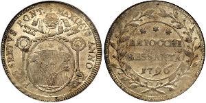60 Байокко Папская область (752-1870) Серебро Пий VI ( 1717-1799)