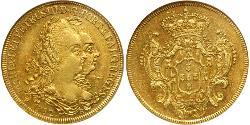 6400 Reis Brasil Oro Pedro III de Portugal (1717-1786)
