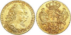 6400 Reis Brasile Oro Pietro III del Portogallo (1717-1786)