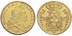 6400 Reis Reino de Portugal (1139-1910) Oro Juan V de Portugal (1689-1750)