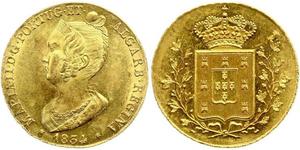 6400 Reis / 4 Escudo Kingdom of Portugal (1139-1910) Gold Maria II. von Portugal (1819-1853)